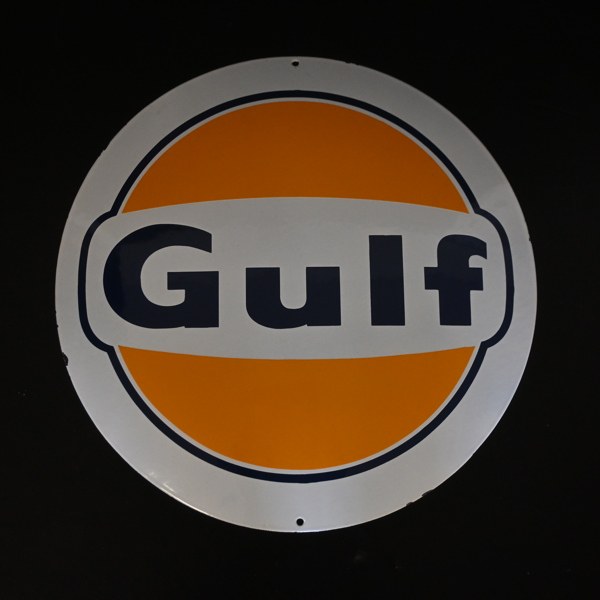 Emaljskylt, "Gulf", 1900-tal.