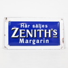 Emaljskylt, "Här säljes Zenith's Margarin", 1900-tal.