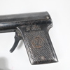 Leksakspistoler, 4st, plåt, 1940/50-tal.