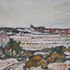 Gusten Widerbäck (1879-1970), "Gamla Uppsala högar", olja på pannå, signerad.
