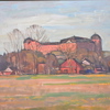 Gusten Widerbäck (1879-1970), "Vy mot Uppsala slott", olja på pannå, signerad.