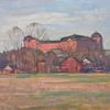 Gusten Widerbäck (1879-1970), "Vy mot Uppsala slott", olja på pannå, signerad.