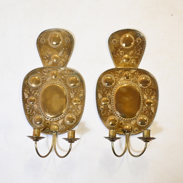Ljuslampetter i mässing, ett par, barock stil, 1900-tal.