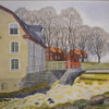 Carin Ax (1915-2006), "Vårflod vid Ulva kvarn", färglitografi, signerad och numrerad.