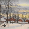 Carin Ax (1915-2006), "Vintereftermiddag i Ekeby by", färglitografi, signerad.
