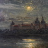Ragnar Swahn (1882-1934), "Månsken över Kalmar slott", olja på duk, signerad.