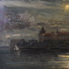 Ragnar Swahn (1882-1934), "Månsken över Kalmar slott", olja på duk, signerad.