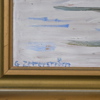 Gunnar Zetterström (1902-1965) Vy över Stadshuset Stockholm, olja på pannå, signerad.