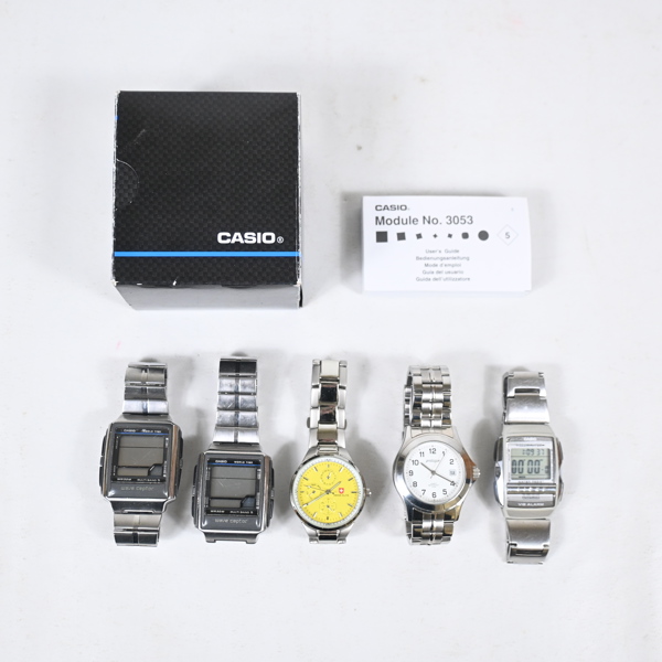 Armbandsur, 5st, varav tre Casio. 
