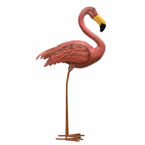 Trädgårdsdekoration i form av flamingo, metall.