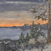 Oidentifierad konstnär, vinterlandskap, akvarell, signerad.