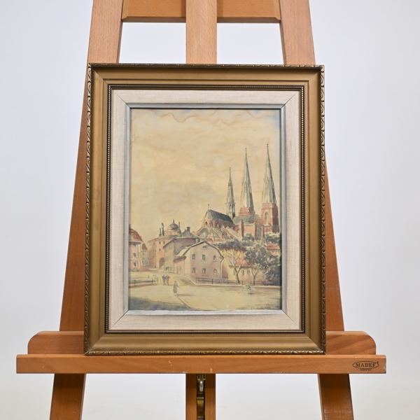 Lindorm Möllerswärd (1892-1984) Uppsalamotiv, akvarell, signerad.