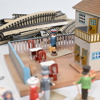 Modelljärnväg med tåg, mestadels Märklin, Tyskland.