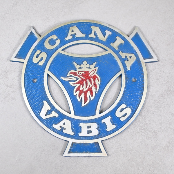 Reklamskylt, metall, "Scania Vabis", 1900-tal.