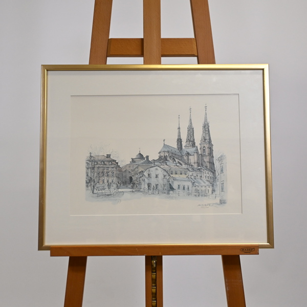 Jan Lundqvist (1935-2022) Uppsalamotiv, färglitografi, signerad.