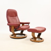 Fåtölj med fotpall, "Stressless", Ekornes, Norge.