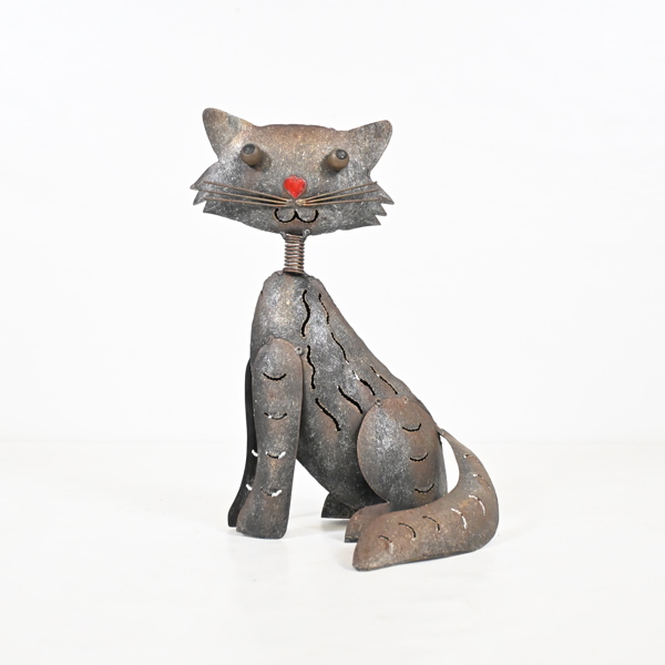 Skulptur föreställande katt, metall, 1900-talets andra hälft. 