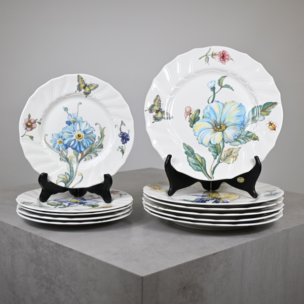 Tallrikar och assietter, 6+5st, "Bouquet", porslin, Villeroy & Boch.