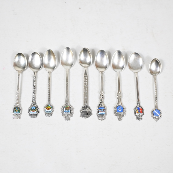 Kaffeskedar i silver, 9st, 800.