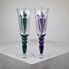 Champagneglas, 2st, kattmotiv. 