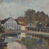 Henry Larsson, Fyrisån, olja på pannå, signerad.