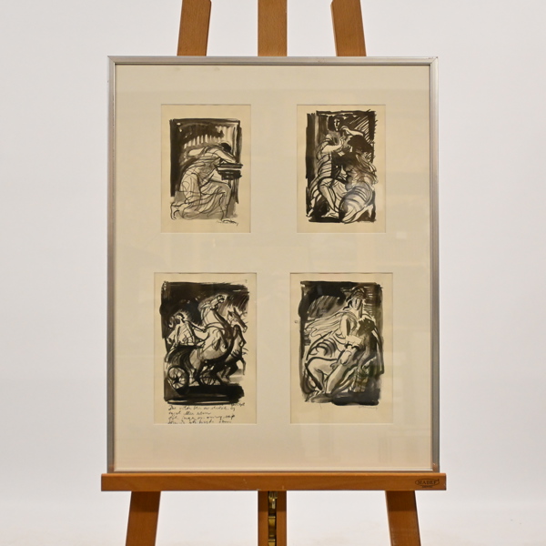 Gunnar Brusewitz (1924-2004) akvareller, 4st, signerade.