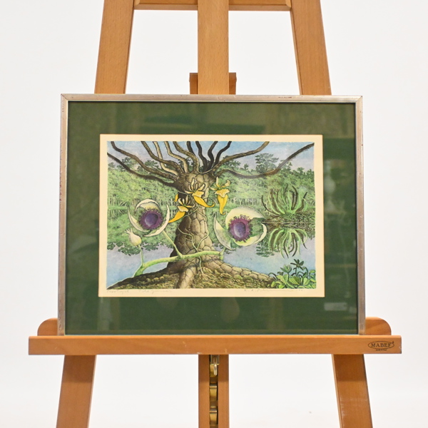 Karl Axel Pehrson (1921-2005) "Vid Orahsjön", färglitografi, signerad.