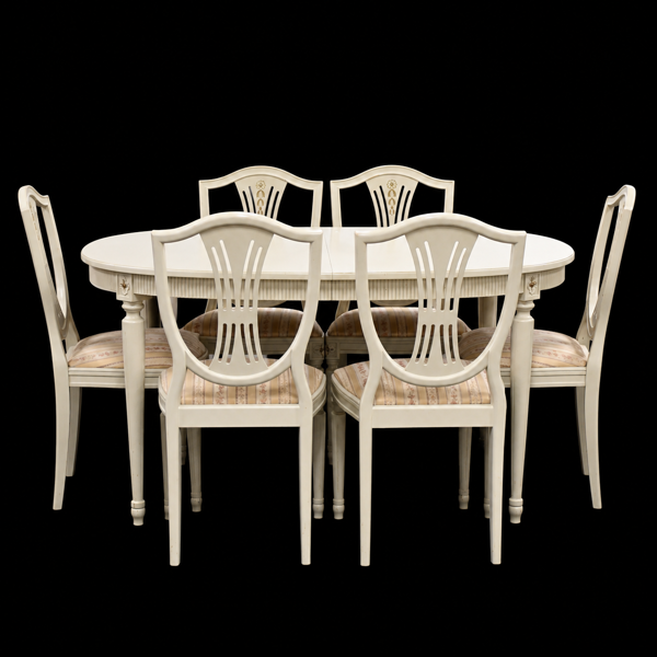 Matgrupp, 7 delar, gustaviansk stil, 1900-tal.