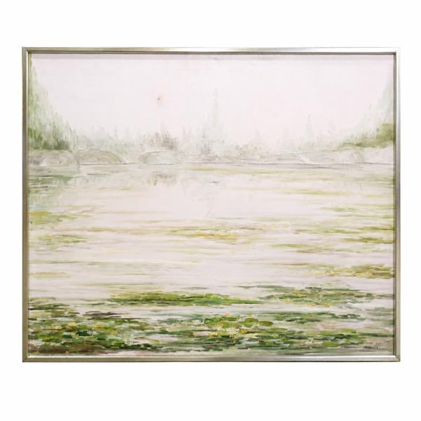 Lars Greger (f. 1947) "Rosa Morgon", olja på duk, signerad.