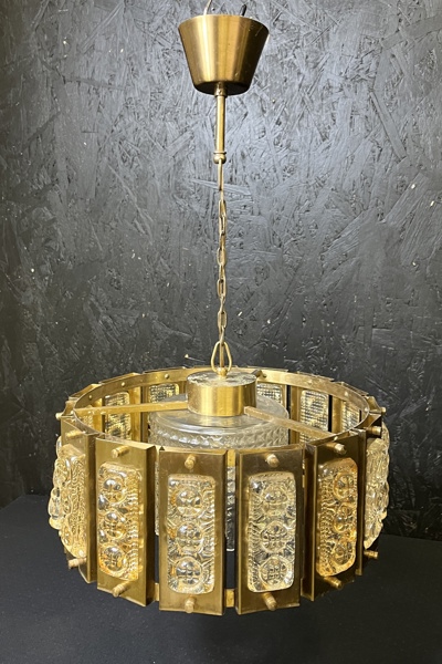 Taklampa mässing/glas