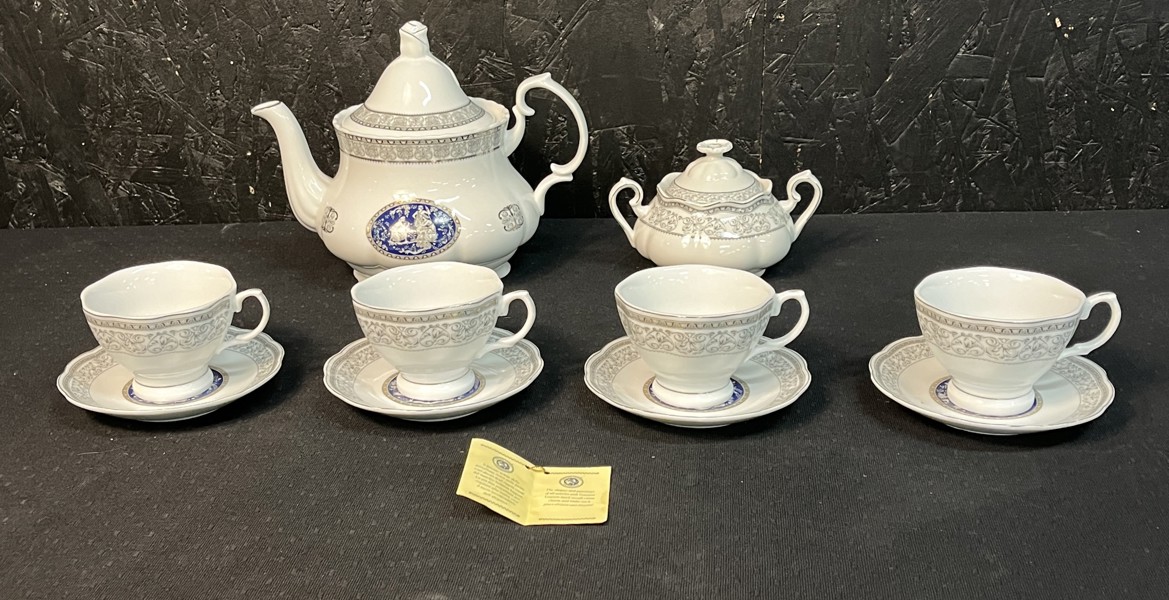 Teservisdelar Italien, "Venetian lagoon fine porcelain", 6 st delar
