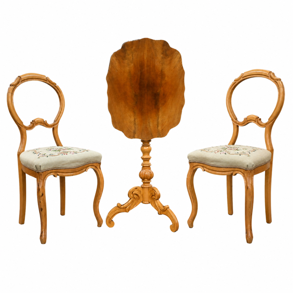 Bord och stolar, ett par, rokokostil, 1900-tal.