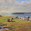 Okänd konstnär, motiv från Vejlefjorden, olja på duk, 1954.