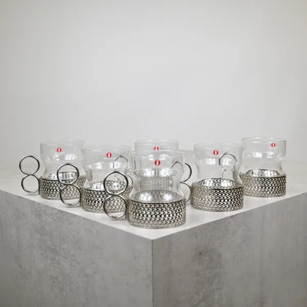 Timo Sarpaneva, Irish Coffe-Glas, 6 st, "Tsaikka", Iittala, Finland.