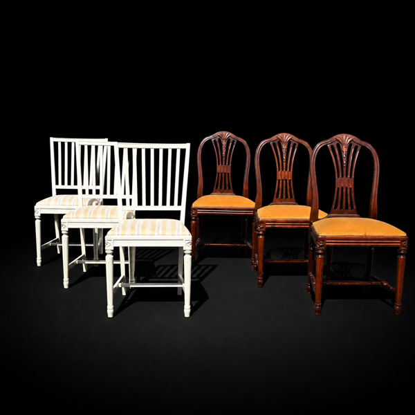 Stolar, 3+3st, gustaviansk stil, 1900-tal.