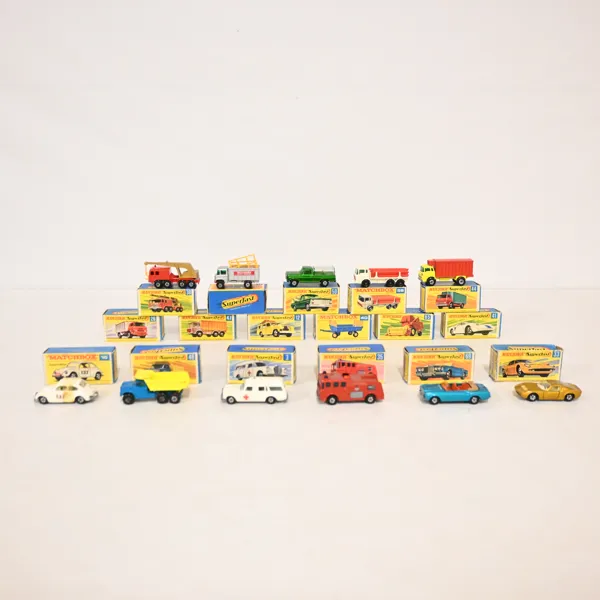 Plåtleksaksbilar, 17st, Matchbox, Lesney, England, 1960/70-tal.