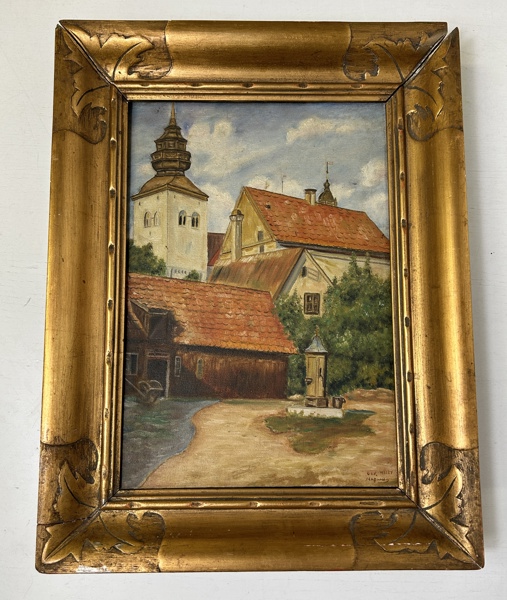 Olja på duk signerad Hagman motiv Visby