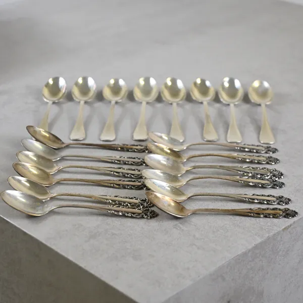 Kaffeskedar, 8+12st, silver. 