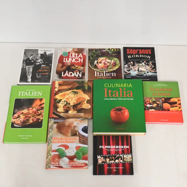 Kokböcker, 10st, huvudsakligen italiensk mat.