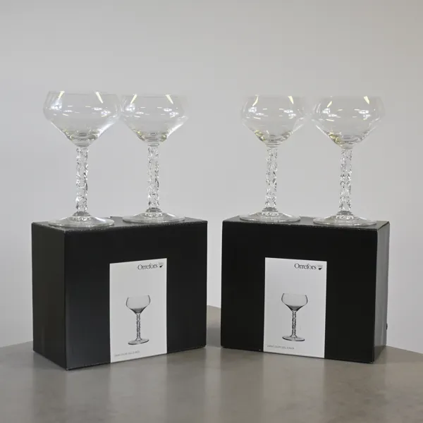 Lena Bergström, champagnekupor, 4st, "Carat", Orrefors.