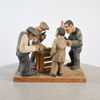 Roland Lundgren, träskulptur, "Kortspelarna", signerad.