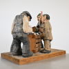 Roland Lundgren, träskulptur, "Kortspelarna", signerad.