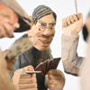 Roland Lundgren, träskulptur, "Kortspelarna", signerad.