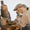 Roland Lundgren, träskulptur, "Kortspelarna", signerad.