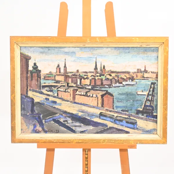 Edward Bodin (1898-1965) Stockholmsmotiv, olja på pannå, signerad.