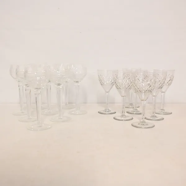 Vinglas och champagneglas, 7+8st, kristall, 1900-tal.