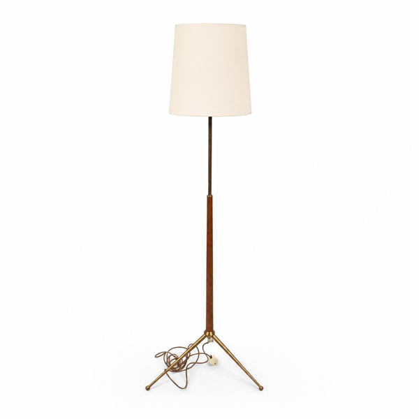 Golvlampa, teak och mässing, 1950/60-tal.