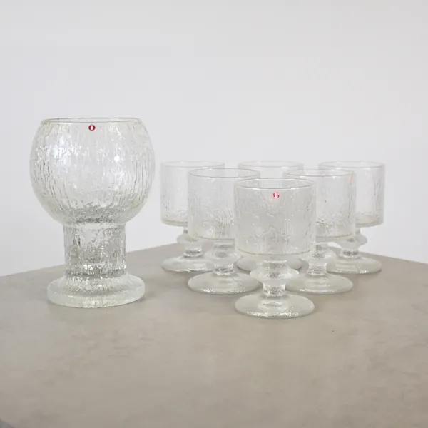 Timo Sarpaneva, vas och glas, 7st, "Kekkerit" & "Senator", Iittala, Finland.