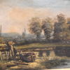 Okänd konstnär, flodlandskap, olja på duk, 1800-tal.