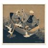 Harriet Ådell, batik på duk, "Fiskare", 1900-tal.